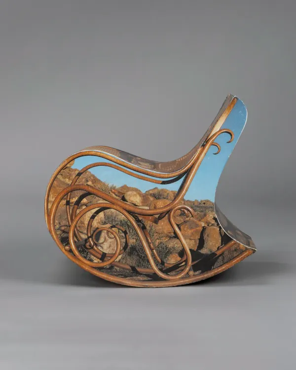 Ry Rocklen, Rocky Sunday, 2026. Ceramic, glaze, glaze decal 10 1/2 x 10 1/2 x 5 inches 26.9 x 26.9 x 12.7 cm.