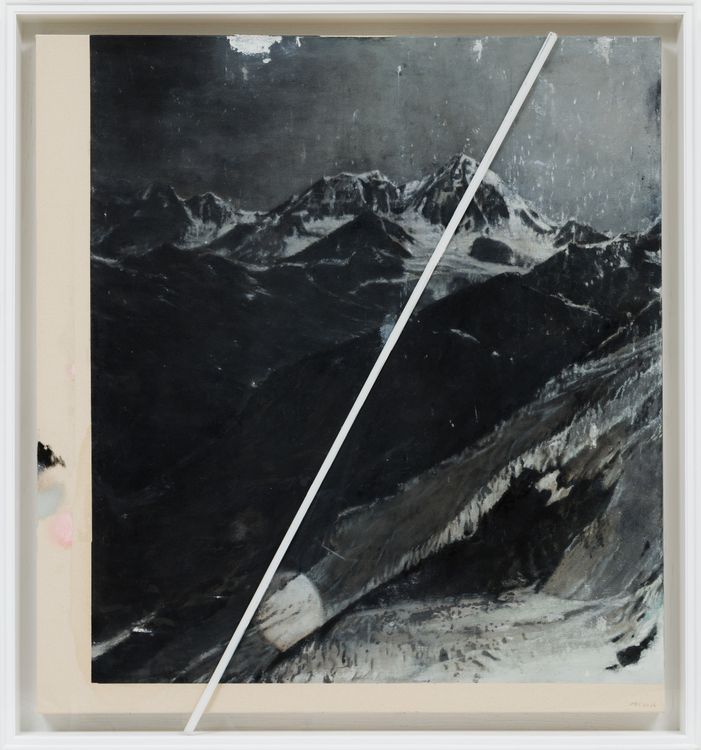 Jia Aili, Diagonal #1, 2026. Oil on linen and acrylic pen on plexiglass, in artist’s frame, 56 ⅛ × 52 ¼ × 3 ⅝ inches (142.5 × 132.5 × 9 cm) © Jia Aili Studio. Photo: Takeru Koroda
