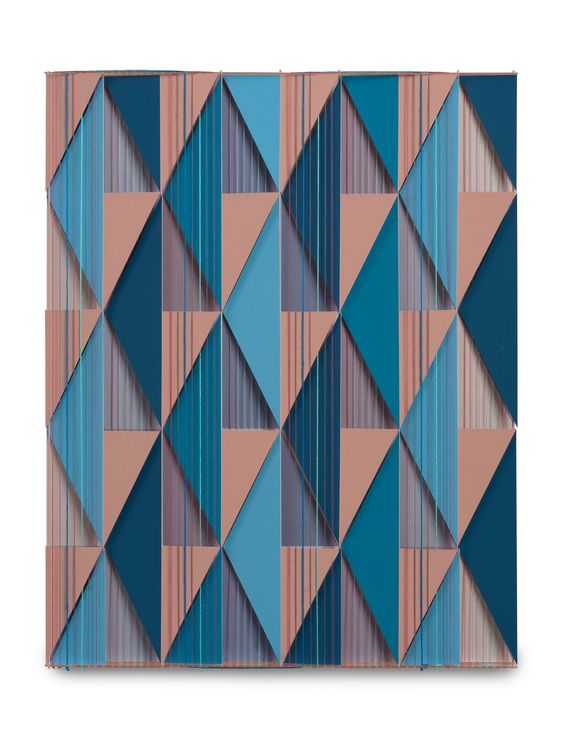 Lucy Williams, Threaded Assemblage, 2026, Paper, Perspex, engineered wood, cotton, embroidery thread, wooden dowel, piano wire, and acrylic paint on panel, 14 3, 4 x 11 3, 4 inches, 37.5 x 29.8 cm, MMG#38894