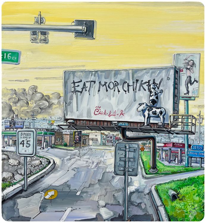 Installation view, Road Signs, George Adams