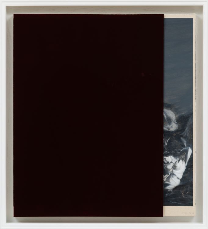 Jia Aili, The Barque of Dante, 2026. Oil on linen and acrylic pen on plexiglass, in artist’s frame, 44 ⅜ × 40 ⅜ × 3 ¾ inches (112.6 × 102.6 × 9.5 cm) © Jia Aili Studio. Photo: Takeru Koroda