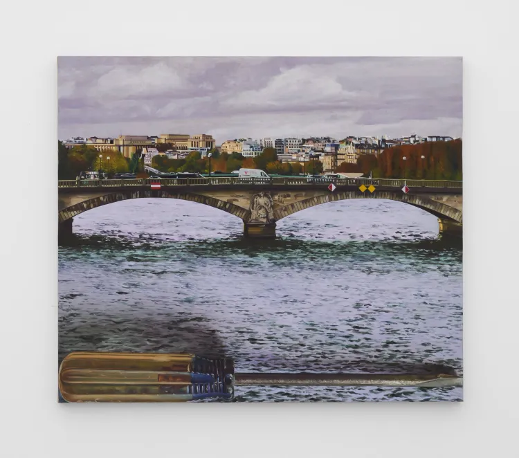 Adam Higgins, Le Pont des Invalides with Screwdriver, 2026. Oil on canvas, 23 x 27 in (58.4 x 68.5 cm)