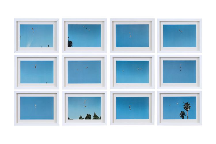 John Baldessari, Throwing Three Balls in the Air to Get a Straight Line (Best of Thirty-Six Attempts), 1973, 12 offset lithographs, 10 1/2 × 13 5/8 in each. Craig Robins Collection. Photo: Brooke D’Avanzo