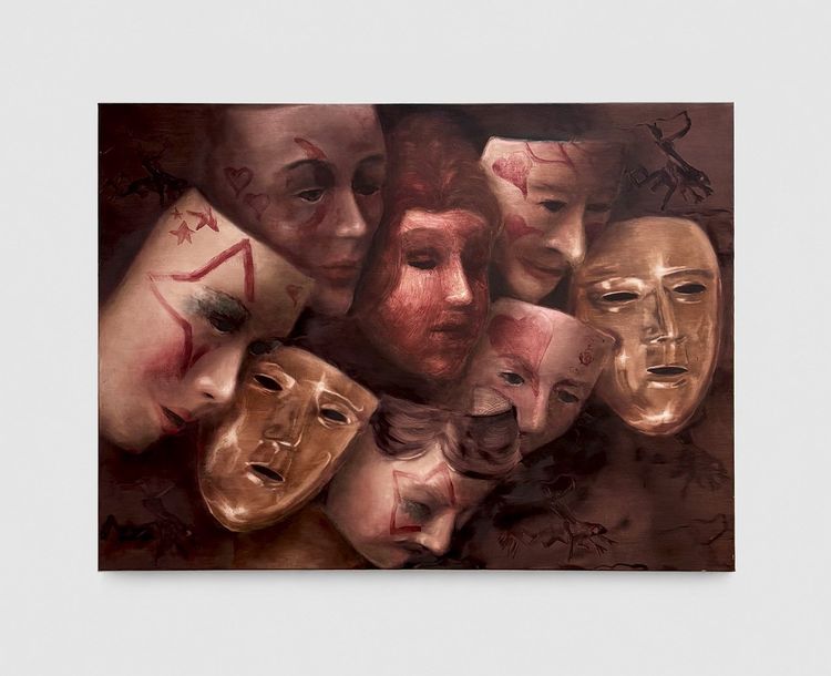 Tomas Harker, Mistaken for Strangers, 2026, oil on canvas, 43 1/2 x 59 in. (110 x 150 cm)