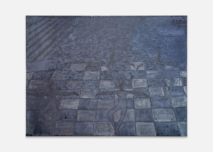 Silke Otto-Knapp, Quartet (blue), 2007, Watercolor and gouache on canvas, 23 3/4 x 31 3/4 x 1 inches (60.3 x 80.6 x 2.5 cm)