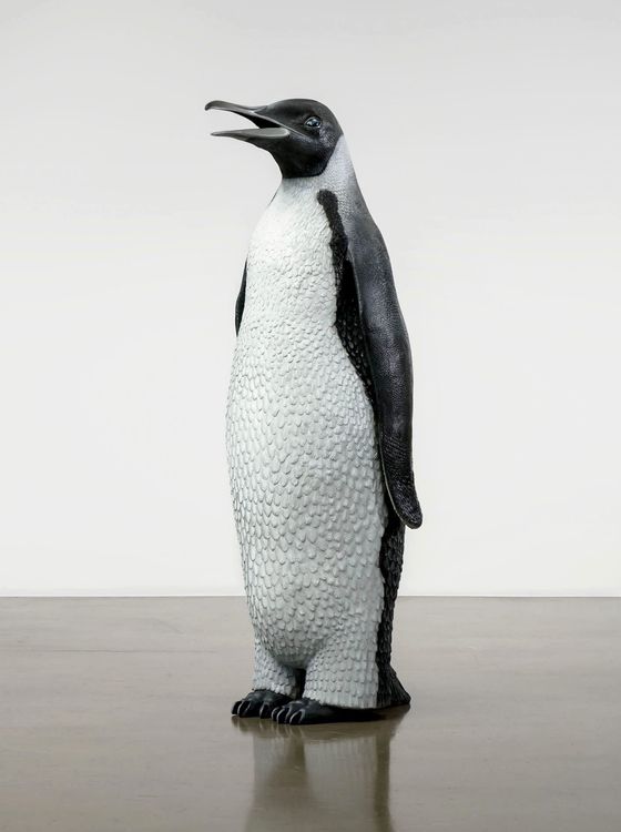 John Baldessari, Penguin, 2018, Polyurethane, stainless steel, acrylic, epoxy resin and paint, 200.7 × 73.7 × 81.3 cm | 79 × 29 × 32 inches, Edition of 3 + 2 AP