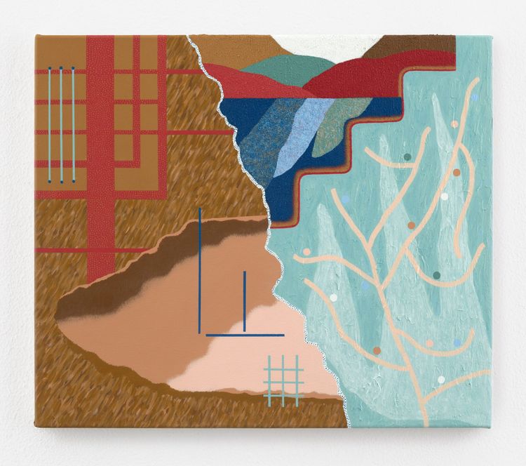 Franziska Goes, Afternoon / BrownBeige, 2026. Acrylic, sand and, modeling paste on canvas 23 5/8 x 27 1/2 x 1 1/8 inches; 60 x 70 x 3 cm Photo: Eric Tschernow