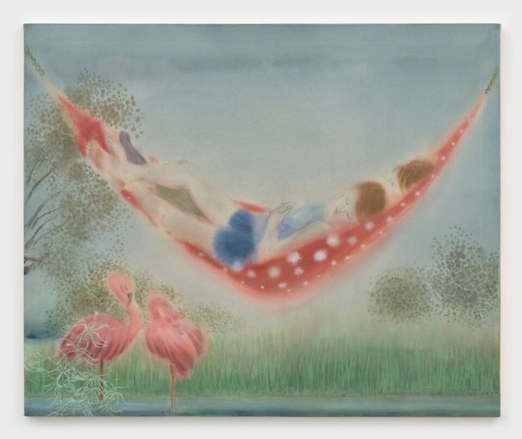 Installation view, Fluffing the foliage