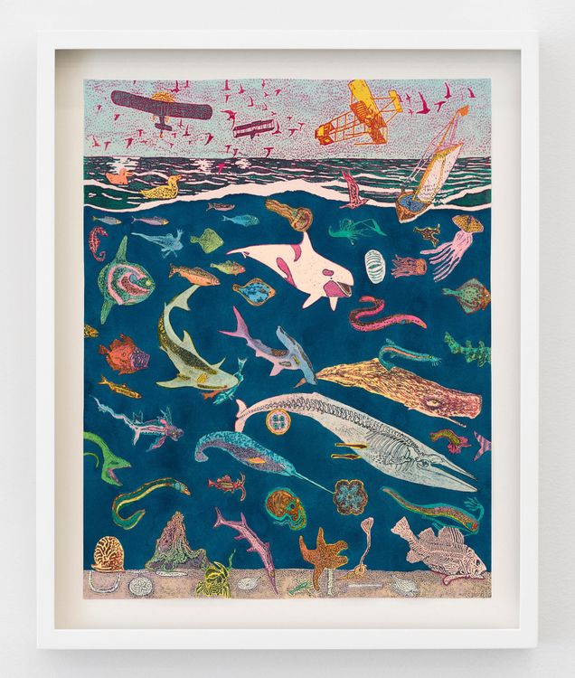 Aaron Morse, Web of Life (Color Variant), 2026. Acrylic, watercolor and ink on paper, unframed, 24 x 19 in (61 x 48.3 cm). Courtesy of the artist and Philip Martin Gallery.