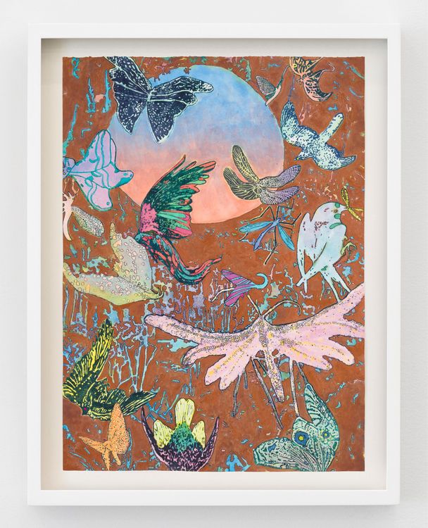 Aaron Morse, Winged Nature (Color Variant Copper), 2026. Acrylic, watercolor and ink on paper, unframed, 25 3/4 x 18 3/4 in (65.4 x 47.6 cm). Courtesy of the artist and Philip Martin Gallery.