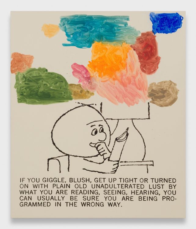 Adam Beris, Misconditioned, 2026. Oil, vinyl water color on linen, 65 x 55 x 1.5 in (165.10 x 139.70 x 3.81 cm).