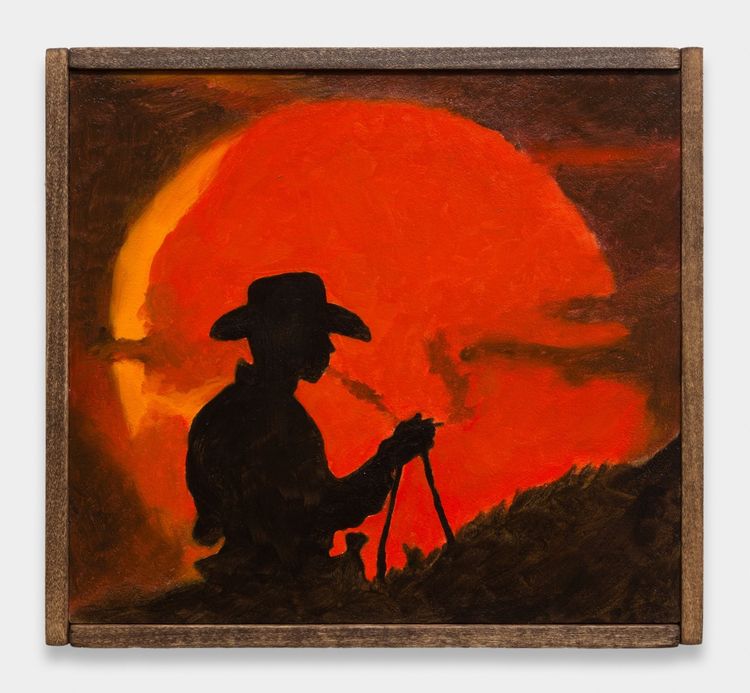Adam Beris, Old Pasadena, 2025. Oil on board, artist's frame, 7.88 x 8.63 x 1.5 in (20 x 21.92 x 3.81 cm).