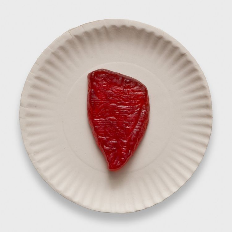 Adam Beris, Tabernacle #1, 2026. Resin on porcelain, 7.75 x 7.75 x 1.25 in (19.68 x 19.68 x 3.17 cm).