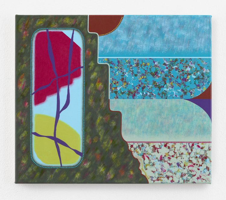 Franziska Goes, Spring Fields / DarkGreen, 2026. Acrylic on canvas 23 5/8 x 27 1/2 x 1 1/8 inches; 60 x 70 x 3 cm Photo: Eric Tschernow
