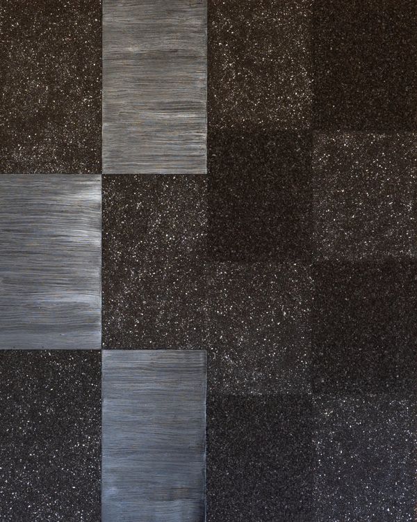 William T Carson, Correction Section III, coal, mica and oil on wood, 60 x 48 inches
