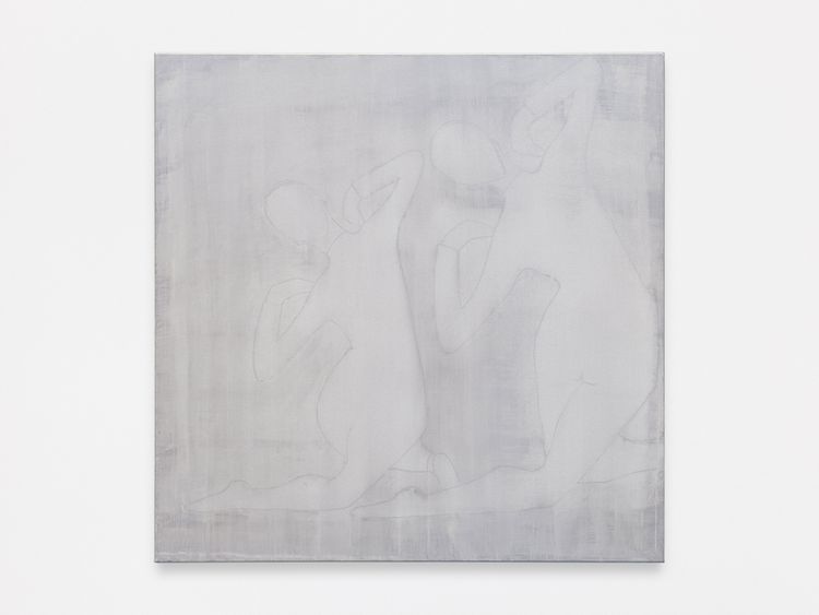 Silke Otto-Knapp, Two Figures (white), 2006, Watercolor and gouache on canvas, 39 1/2 x 39 1/2 inches (100 x 100 cm)