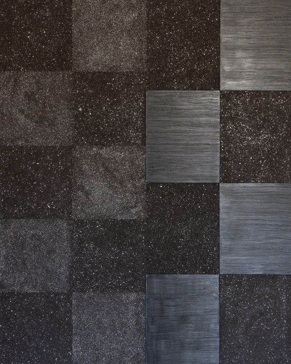 William T Carson, Correction Section II, coal, mica and oil on wood, 60 x 48 inches
