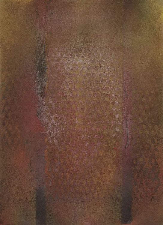 Liam Everett, Untitled (elk memory), 2026, Ink, oil, sand, wood ash on linen