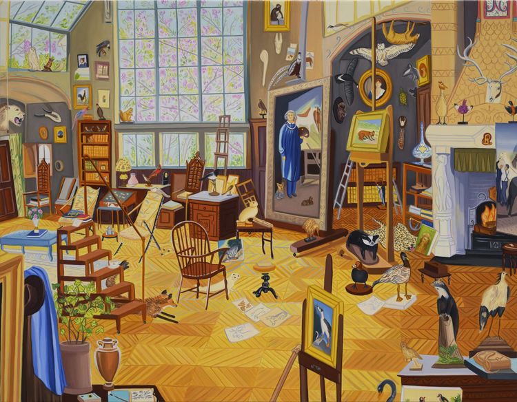 Gretchen Scherer, Rosa Bonheur's Studio, Château de By, 2026, 2025. Oil and acrylic on panel, 14 x 18 in. Courtesy Richard Heller Gallery.
