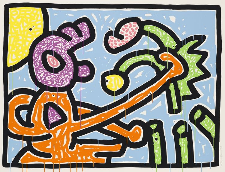 Installation view, Keith Haring: Flowers 1–5, Pace Prints