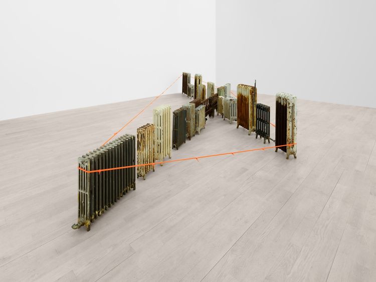 Installation view, Untitled (radiators, zip ties), Management · 2026 (4)