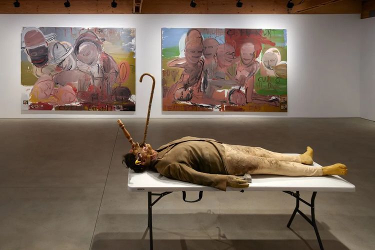 Installation view, CSSC, Coach Stage Stage Coach, A&E, Adolf/Adam & Eva/Eve, Samples, The Journal Gallery · 2026 (1)