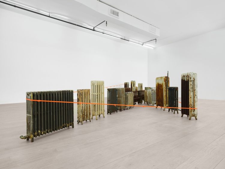Installation view, Untitled (radiators, zip ties), Management