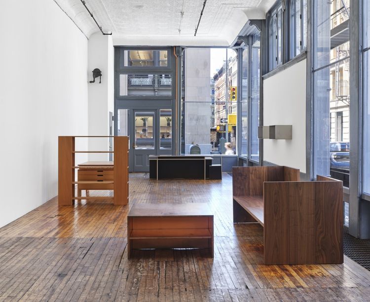 Installation view, Donald Judd Furniture: Wood and Metal, Judd Foundation