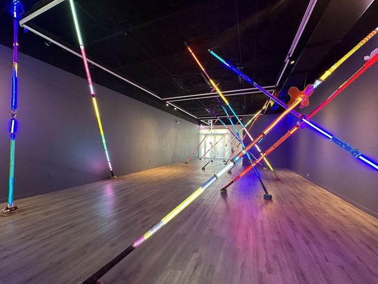 Installation view, Algorithmic Fibers - Between There and When, Diana Lowenstein Gallery