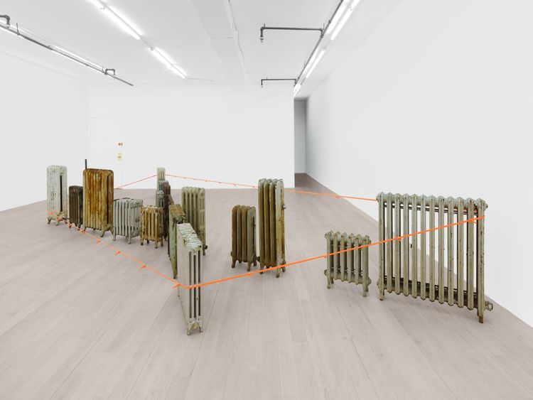Installation view, Untitled (radiators, zip ties), Management · 2026 (3)