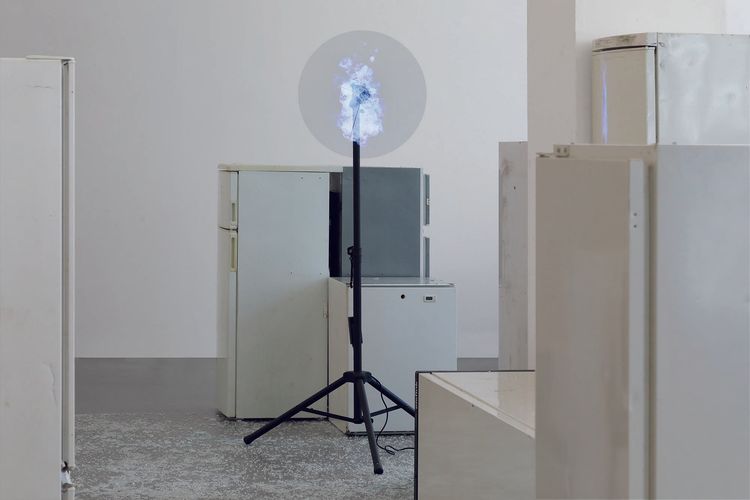 Installation view, Edith Dekyndt Notes on What is What, Marian Goodman, New York