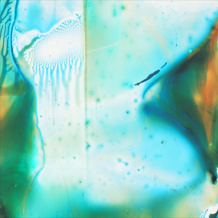 Jonah Greenstein, Unreleased Film Still 00003824. 16mm motion picture film with ink, scanned and printed on aluminum, 12 x 12 in. (30.5 x 30.5 cm). Courtesy 7811 Gallery.