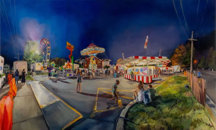 Kathleen Beausoleil, Midway Meeting, 2026, oil on canvas