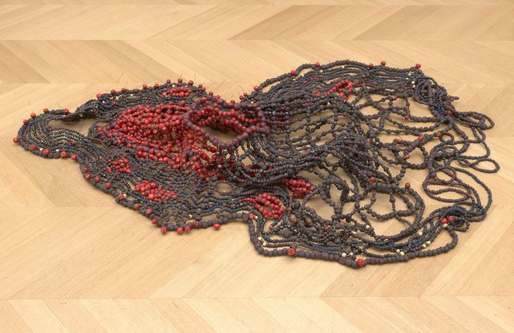 Inma Barrero, Ataecina, 2023–26, pigments, glazes, oxides, and lusters on porcelain and earthenware, and metal wire
