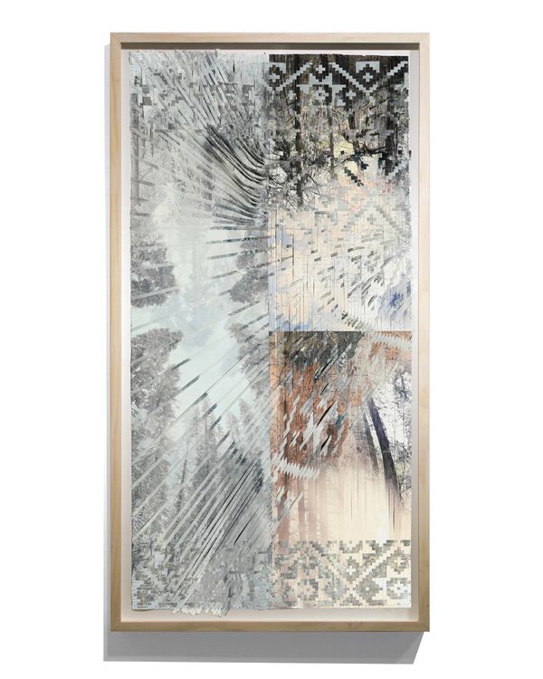 Sarah Sense, Hughes, 2026, Woven archival inkjet prints on Hahnemuhle bamboo paper and Hahnemuhle rice paper, beeswax, Arches watercolor paper, cotton thread, artist tape