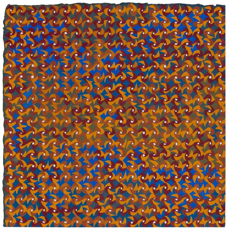 Katia Santibañez, )3HW, 2026. Gouache on paper, 10 x 10 inches. Courtesy DC Moore Gallery