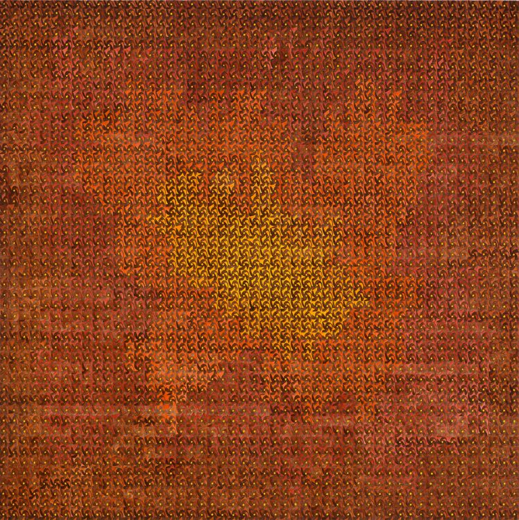 Katia Santibañez, )snOy, 2025. Oil on canvas, 50 x 50 inches. Courtesy DC Moore Gallery
