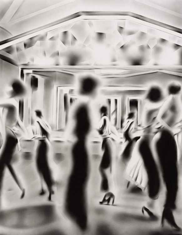 Sofia Bjurström, Cracked Facets of Time, 2024. Charcoal on paper, 58.25 x 45 in. Courtesy Richard Heller Gallery.