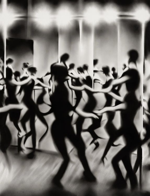 Sofia Bjurström, Shadow Dance, 2024. Charcoal on paper, 56.5 x 43.25 in. Courtesy Richard Heller Gallery.