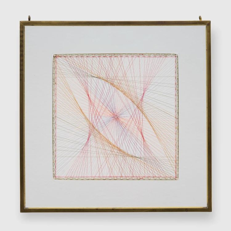 Installation view, Drawing in String, Richard Saltoun