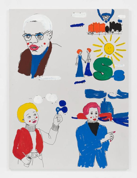 Malcolm X, Sun, Frederick Douglass, Boy with Bubbles (Version 3) #2 (2001)