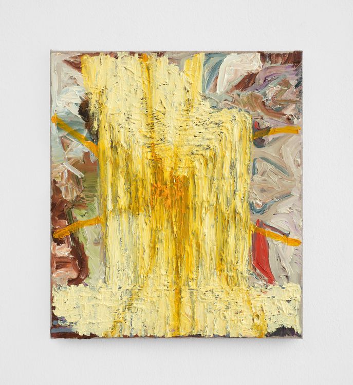 Vera Palme, Jazz?, 2026, Oil on linen, 15¾ x 13¾ x ¾ in (40.00 x 35.00 x 2.00 cm).