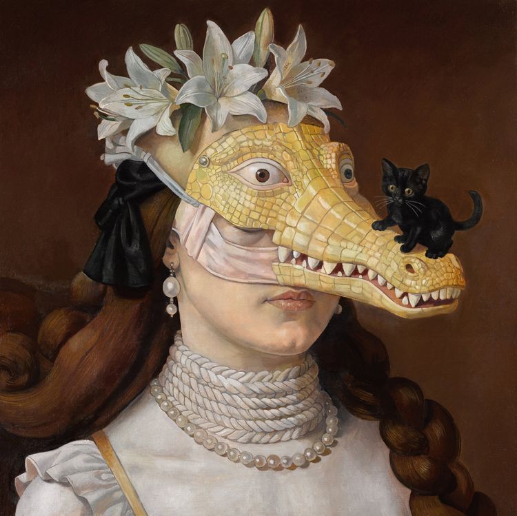Von Wolfe, Golden Crocodile, 2026. Oil on canvas, 55 x 55 cm. Courtesy Richard Heller Gallery.