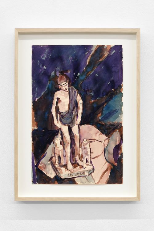 Miguel Ferrando, San Lázaro, ca. 1990–1992. Gouache and watercolor on paper, 24 x 18 in. (Framed)