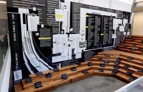 Installation view, Art Wall / Stephanie Syjuco: Present Tense (Roll Call), Berkeley Art Museum and Pacific Film Archive