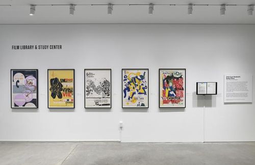Installation view, Jean-Luc Godard's Early Films: Posters Designed by Gvido Augusts, Berkeley Art Museum and Pacific Film Archive