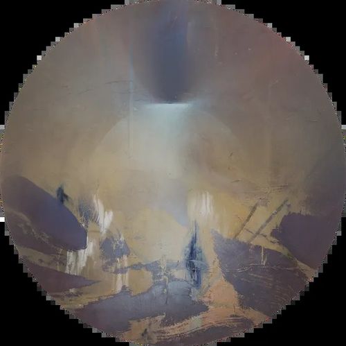 Liam Everett, Untitled (first memory), 2026, Ink, oil, sand, wood ash on linen