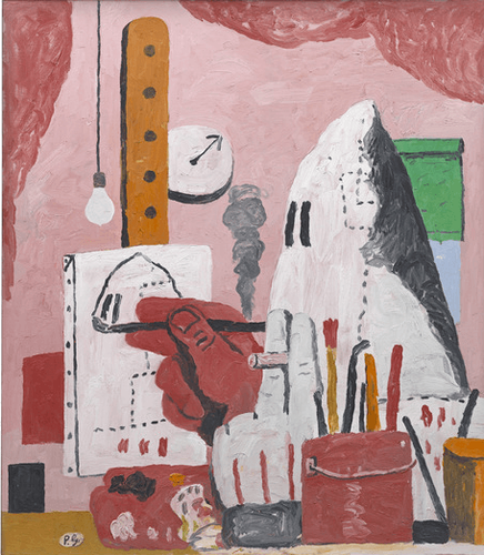 Installation view, Draw Them In, Paint Them Out: Trenton Doyle Hancock Confronts Philip Guston, Skirball Cultural Center
