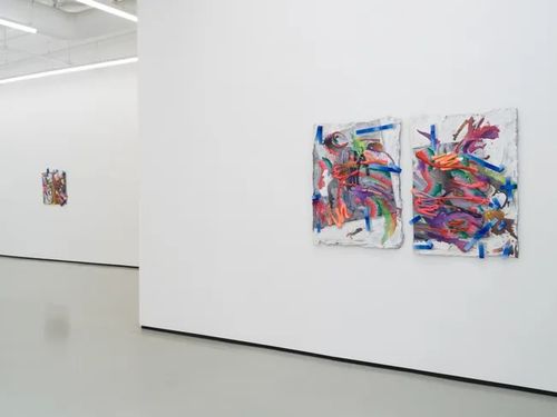 Installation view, Tape Drifts and Figures Reach, Philip Martin Gallery · 2026 (1)